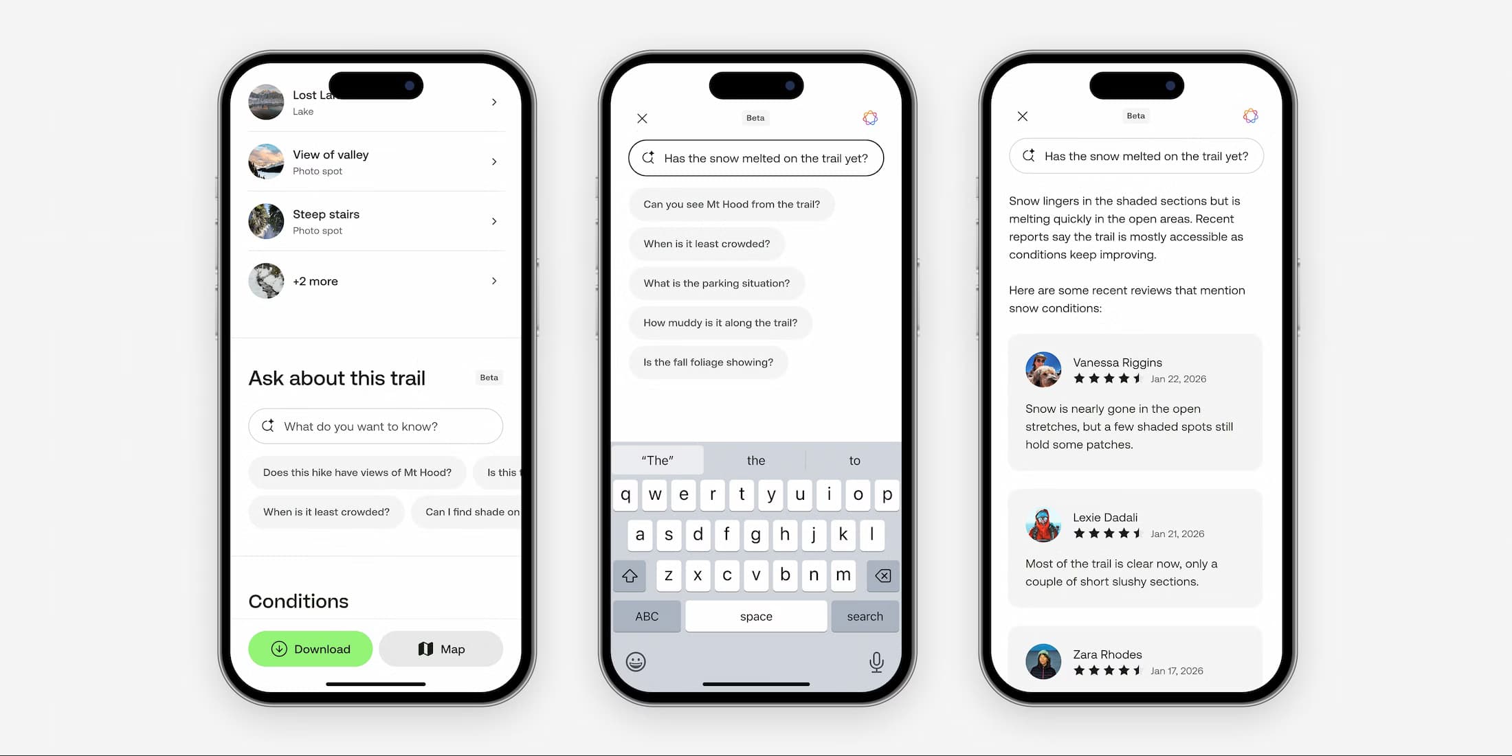 Krijg antwoord op je vragen over routes met AllTrails en Apple Intelligence.